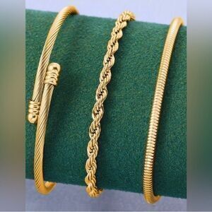 Gold Plated Stainless Steel 3pc Bracelet Set